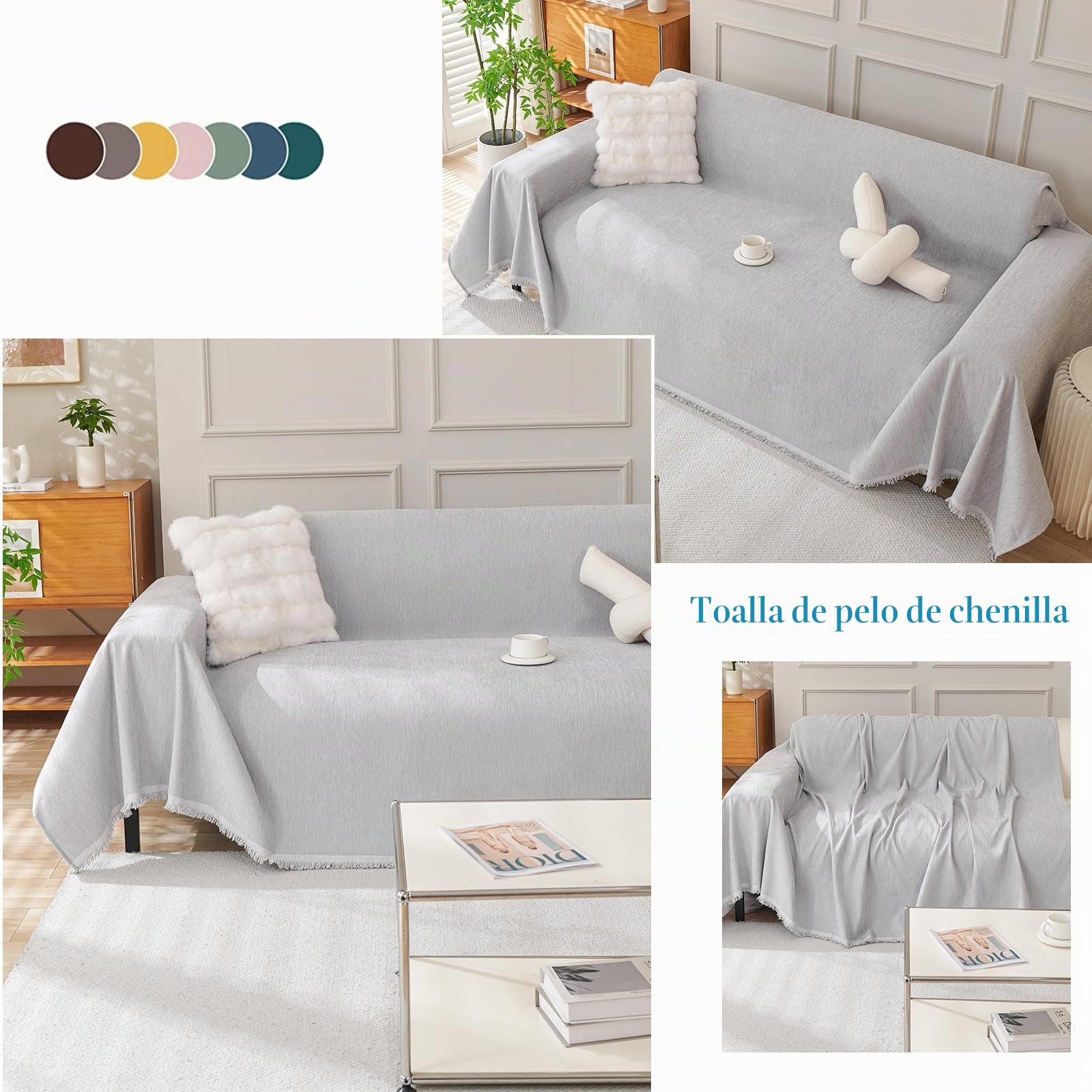 Súper Suave cómodo Manta Manta sofá Mantas Decorativas para sofás Dormitorio Sala de Estar Sencillo Diseño Multifuncional Super Grande Cálida Gruesa Alfombra de sofá 180 * 420cm Gris Claro