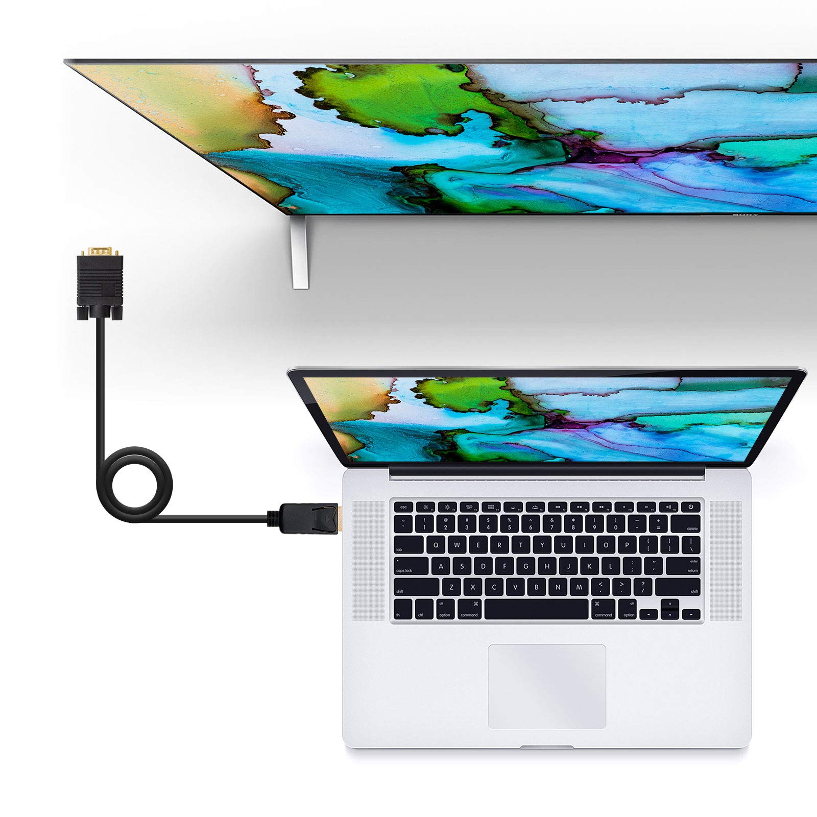 CAVO ADATTATORE DISPLAYPORT A VGA RISOLUZIONE 4K CONVERTITORE NERO