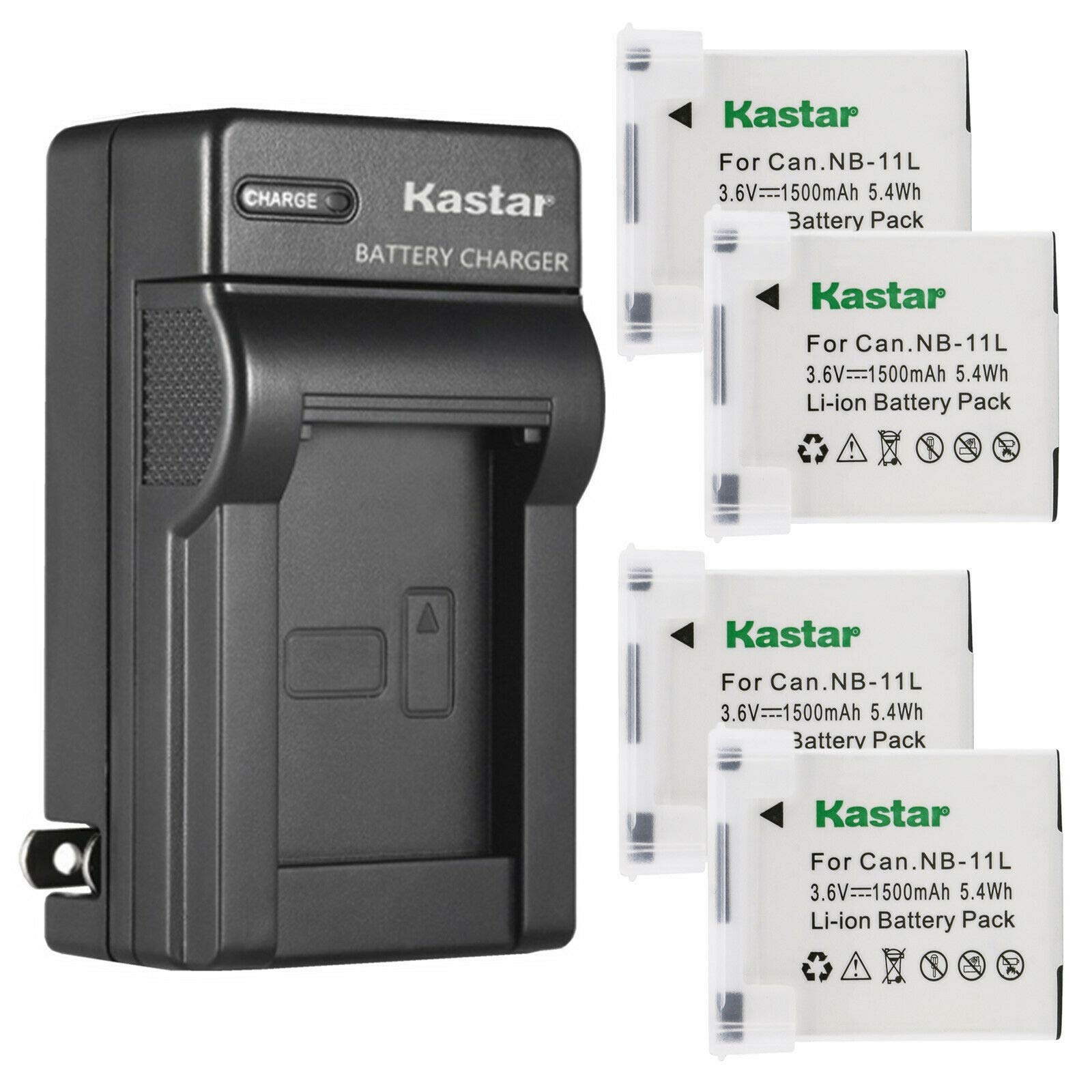 Kastar 4-Pack Battery and AC Wall Charger for Canon ELPH, IXUS Cameras