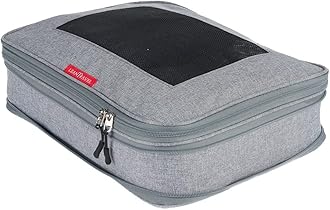 LeanTravelLeanTravel Compression Packing Cubes for Travel Organizers with Double Zipper (1 large piece, Grey)
