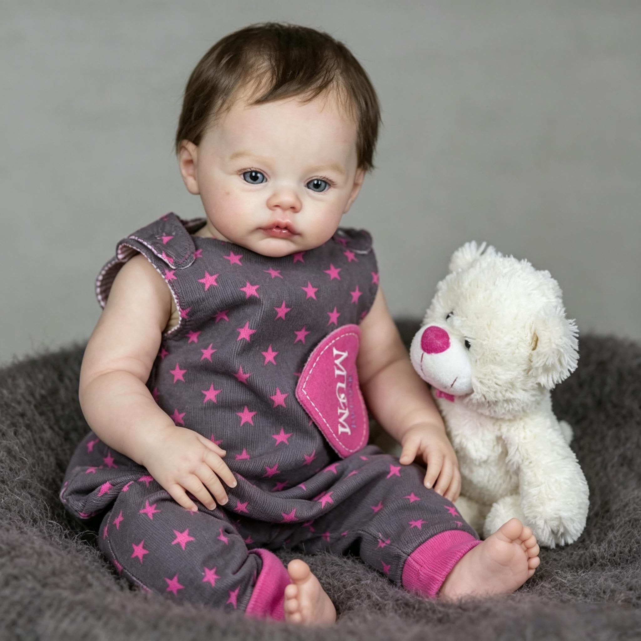 RXDOLL Winylowe lalki Reborn na całe ciało, 45 cm, prawdziwe życie, dla noworodka, dziewczynki z otwartymi oczami, ważone, realistyczne lalki niemowlęce, ręcznie robiona zabawka prezentowa z