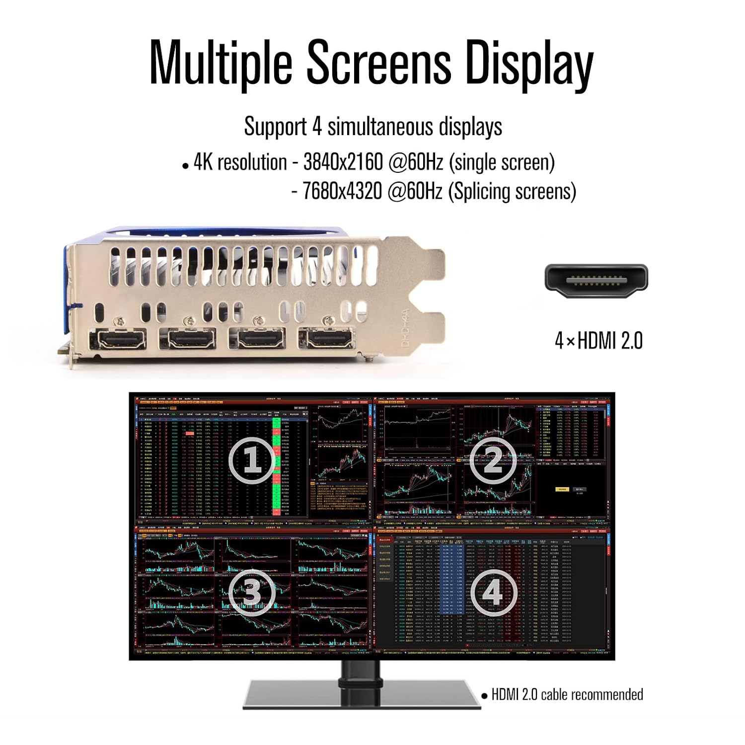 Multiple Screens Display with 4 HDMI 2.0 ports
