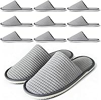 Anmerl 10 Pairs Non-Slip Disposable Hotel Spa Slippers - Universal Size, Washable Reusable, Individually Packaged for Weddings, Travel, Guests