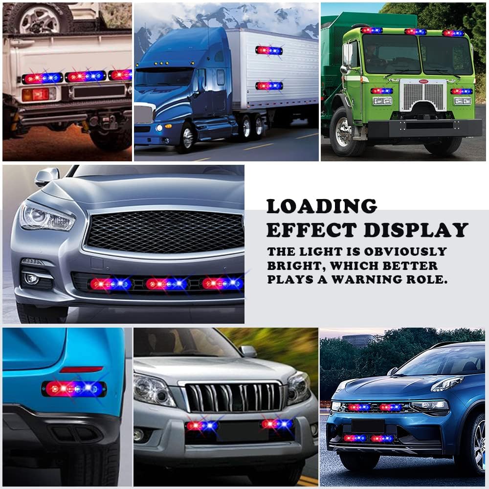 10pcs 6LED Rojo+Azul Luz de Advertencia Super Brillante Barra De Luz Estroboscópica 18 Modo Flash Para Coche Camión Pickup SUV Off Road Coche De Policía 12-24V