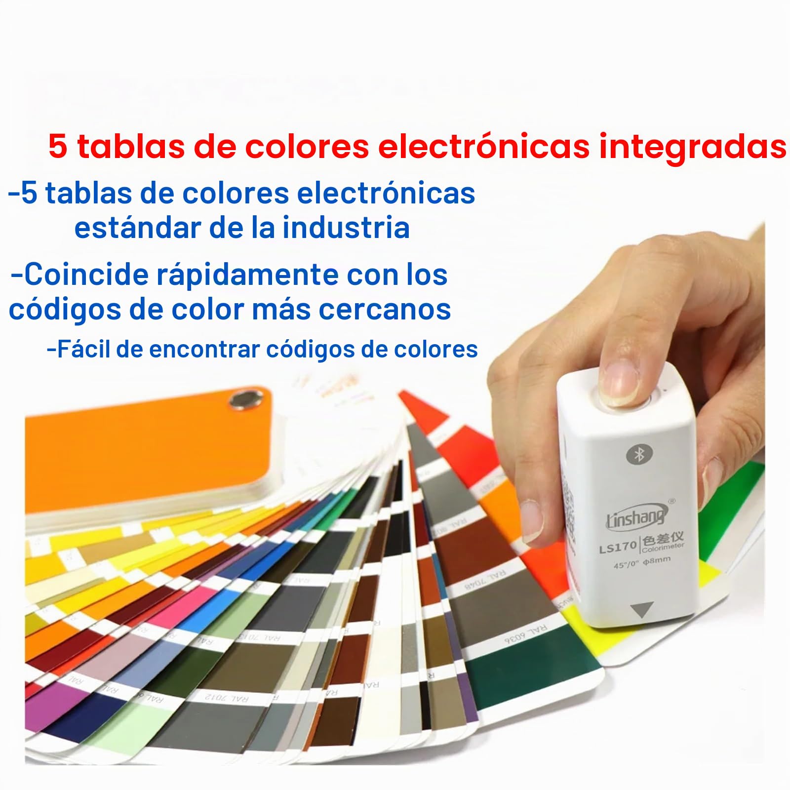 Colorímetro Digital portátil for recubrimientos, aplicación móvil, Pantone NCS Ral CMYK 45°/0°, más económico, LS170