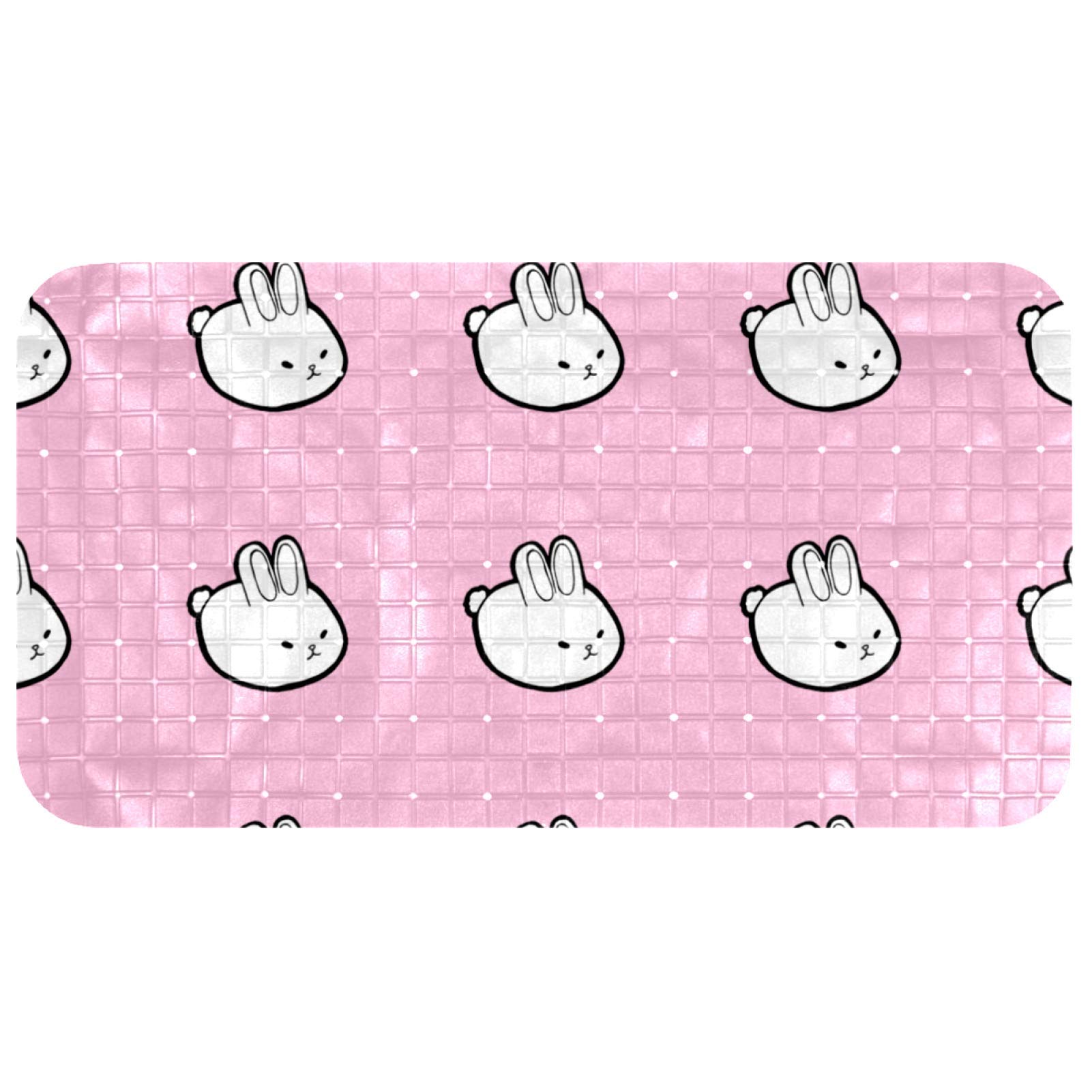 Tapis de baignoire rose aux motifs lapins pour le bain des enfants