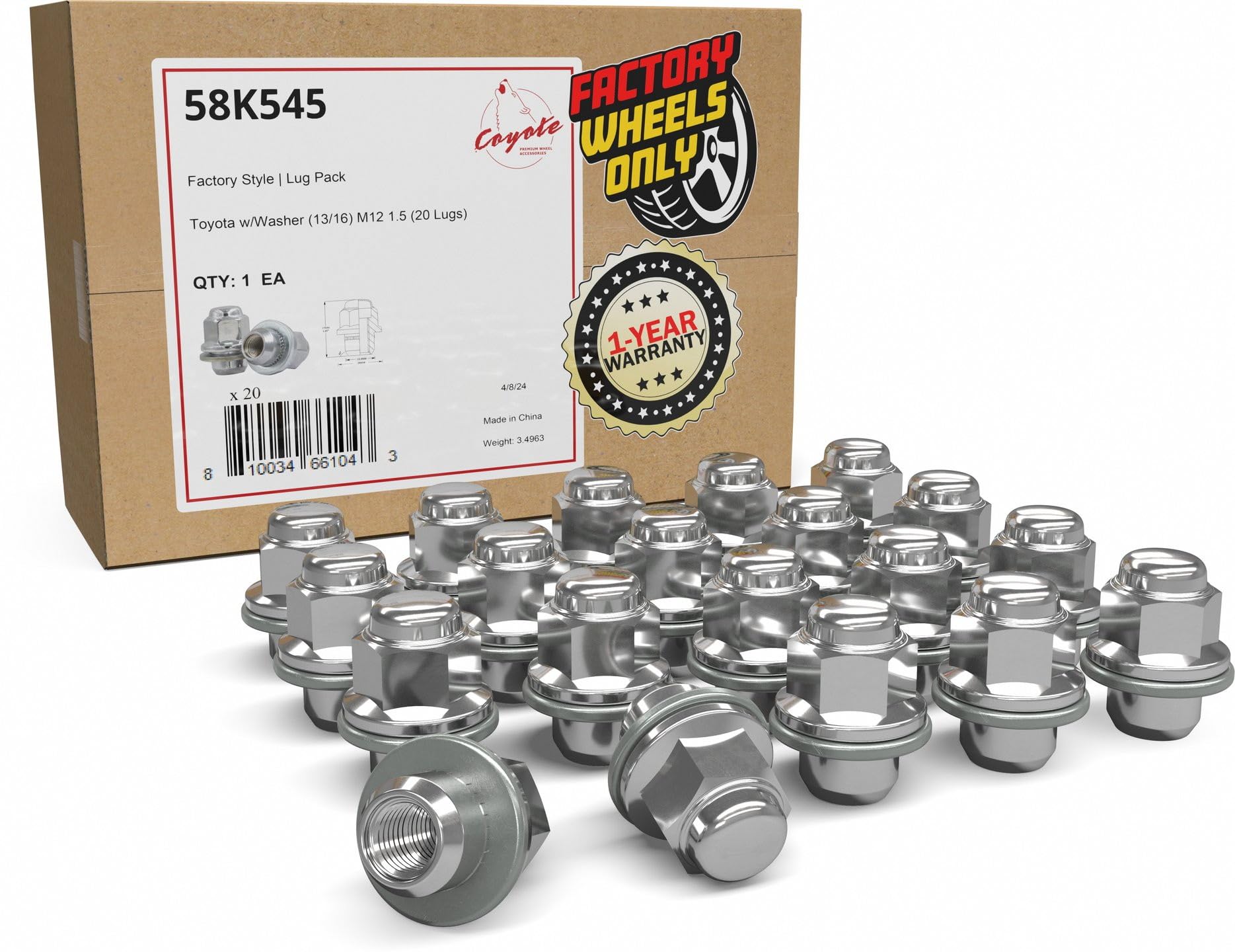 Wheel Accessories Parts 20 Pcs M12x1.5 12x1.5 Thread OEM