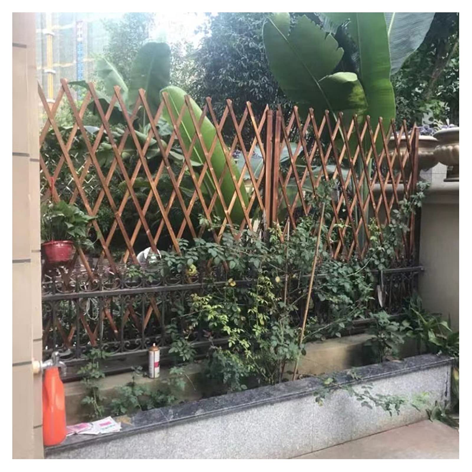 PLJKIHED Valla de jardín de celosía extendida, Marco de celosía de Madera subterráneo enchufable Engrosado/Plantas trepadoras al Aire Libre/Panel de celosía de Marco de jardín/H130*L260Cm Stabilize