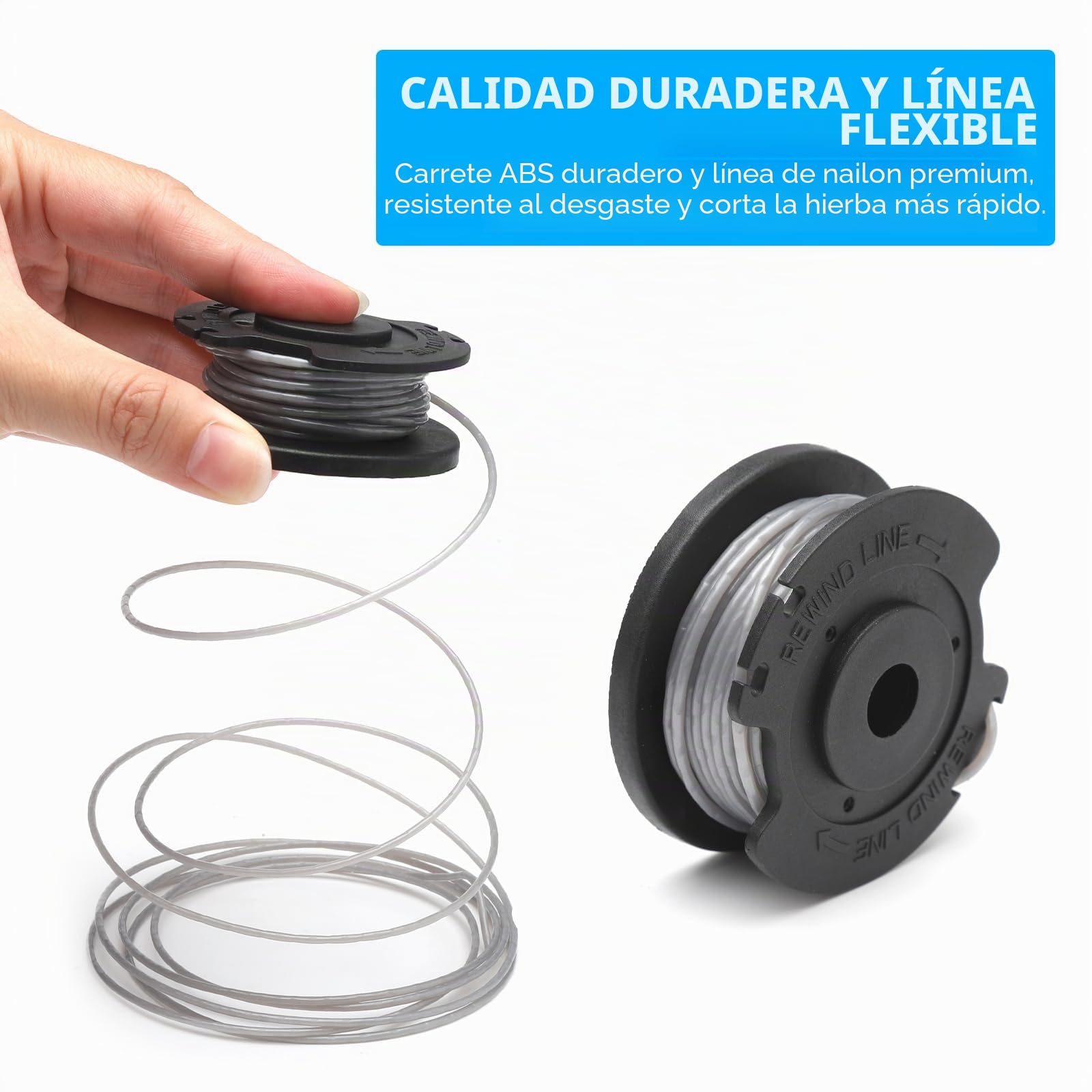 6 unidades de bobinas de repuesto para desbrozadora de Bosch, bobina de 1,65 mm F016800569/F016800385, nylon, con 2 cubiertas de bobina, para desbrozadora con batería