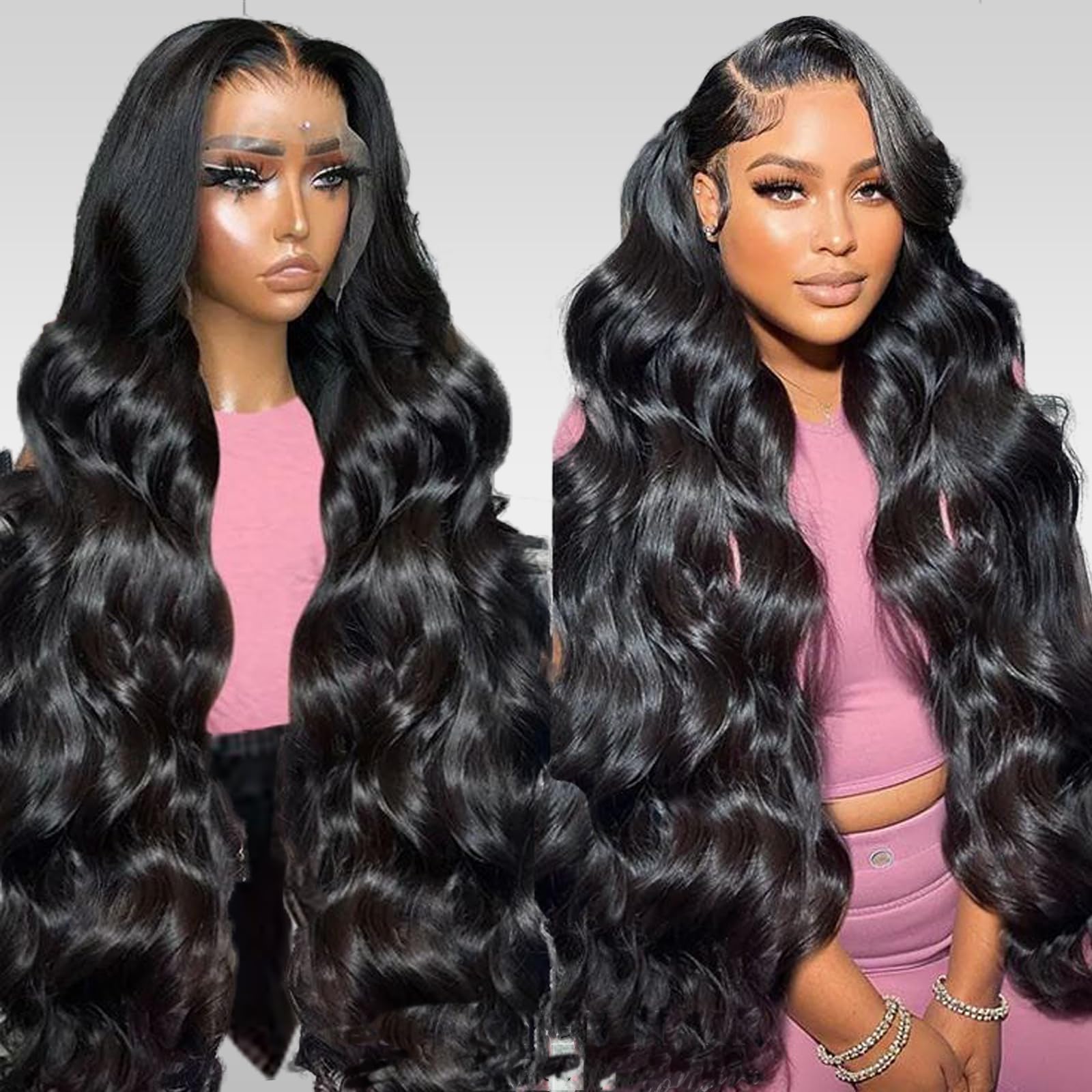 KADOYEEBody Wave Lace Front Wigs Human Hair 180 Density 13x4 HD Lace Front Wigs Human Hair Pre Plucked Glueless Wigs Human Hair Frontal Wigs with Baby Hair for Black Women 28 Inch