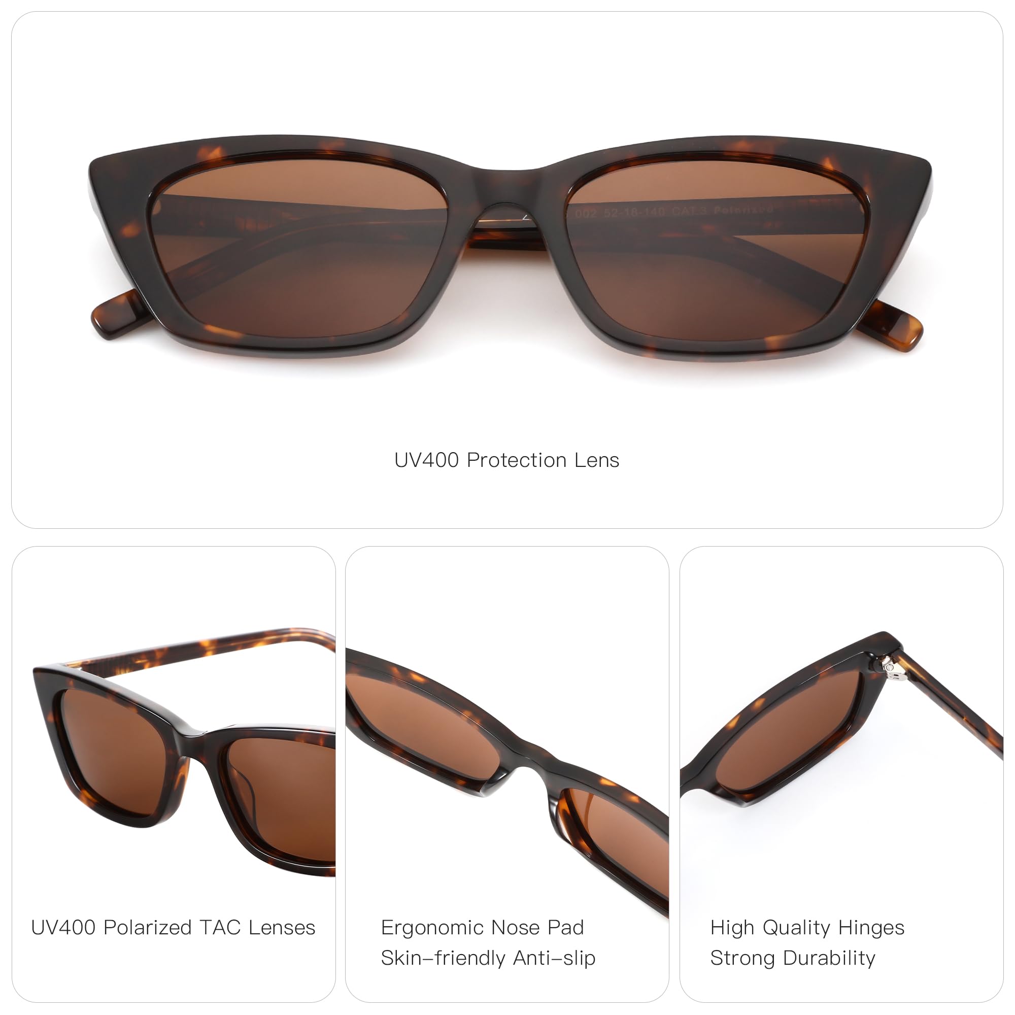 ZENOTTIC Gafas De Sol Polarizadas A La Moda Para Mujeres: Gafas Retro Cat-Eye Para Mujeres - Gafas De Sol Con Protección UV400