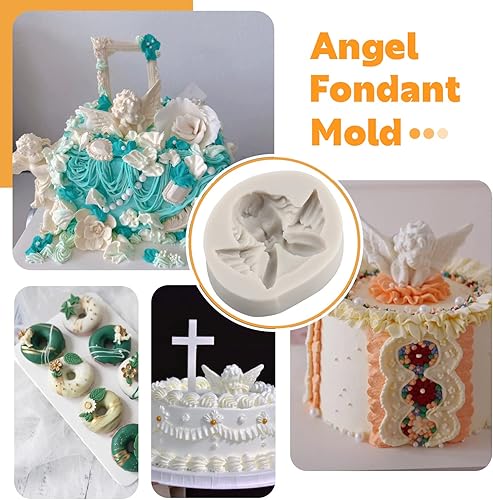 Miniatura 4 de Moldes de silicona con alas de ángel para decoración de pasteles, decoración de cupcakes, pasta de goma de mascar de chocolate, juego de 4
