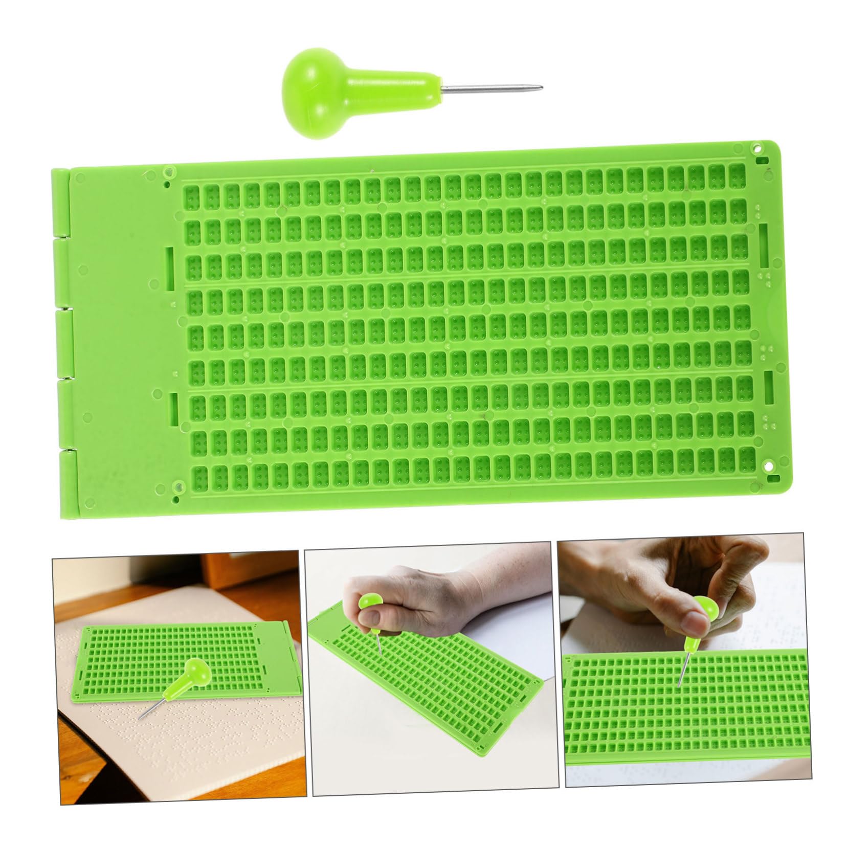 3 Set Di Penna Per Tavoletta Con Tastiera Per Scrittura Cieca Stilo Per Scrittura Cieca Piastra Per Scrittura Cieca Accessori Per Scrittori Ausili In Pp Verde
