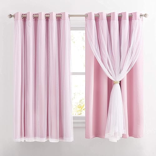 Miniatura 18 de PONY DANCE Cortinas para Sala de 84 Pulgadas de Largo - Cortinas con Capa Traslúcida, 52 Pulgadas de Ancho, Paneles para Tratamiento de Ventanas,