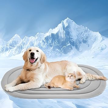 Papettly Pet Dog Cooling Mat 39x27.5 Reversible Cooling Pad for Dogs and Cats, Comfort Ice Silk Cotton Summer Dog Bed Outdoor Indoor Washable, Ideal for Kennel Sofa Floor Car Seats