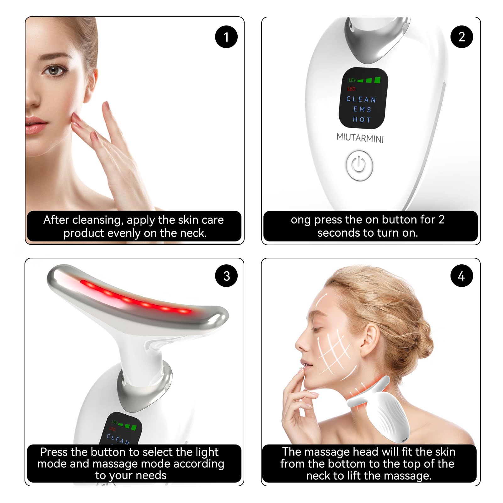 Gesichtsmassagegerät für Gesicht und Hals, Rotlichttherapie für Gesicht und Hals, Gesichtsformstab mit 7 Farben, Gesichtswerkzeug für zu Hause, Hautpflege, Weihnachtsgeschenke für Frauen