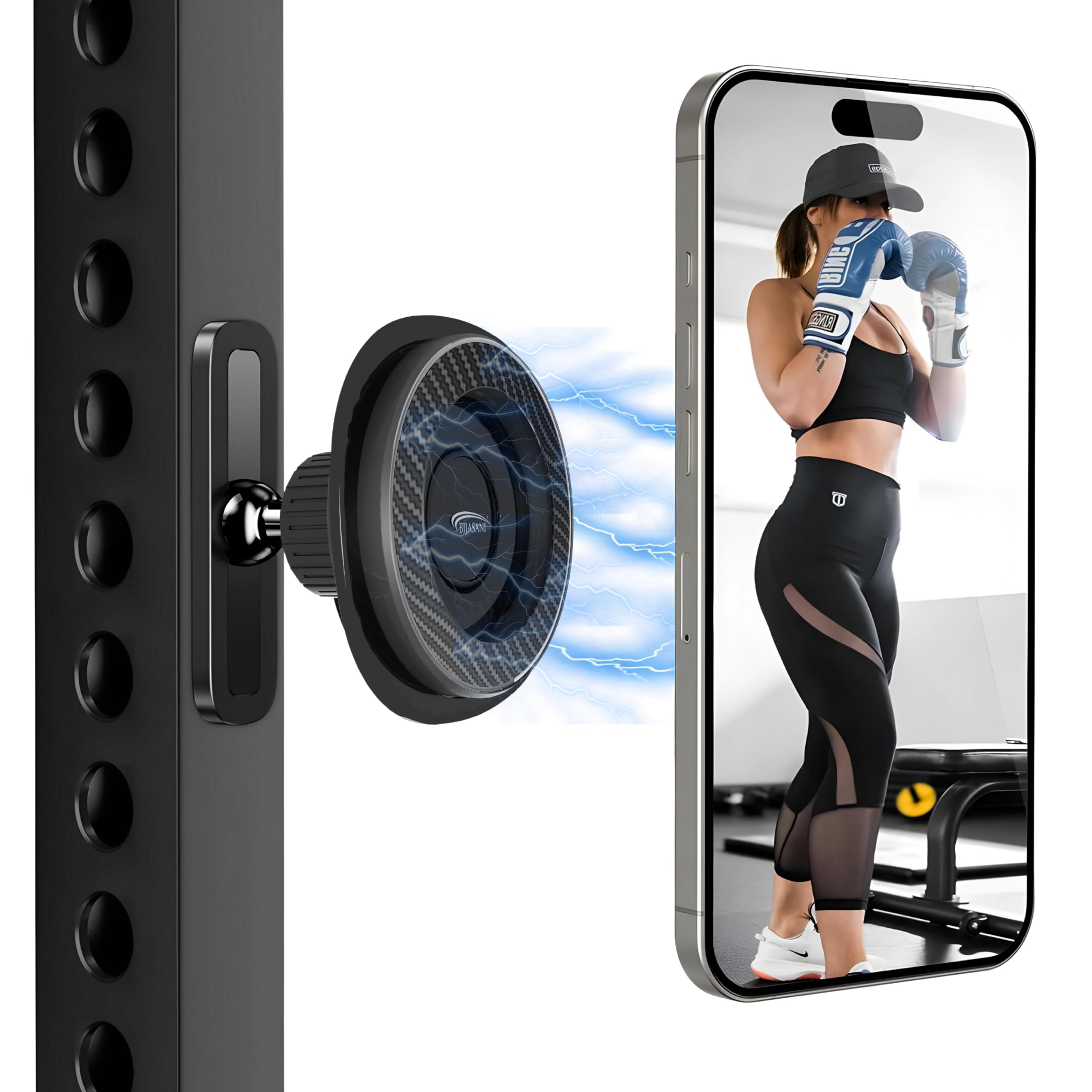 2025 Upgraded Dual Magnetic 360 Degree Mobile Holder for Gym, Magsafe Compatible with Super Strong N52 Magnets, Best Gift for Gym Lovers (M11_Dual_Magnet)-image-2