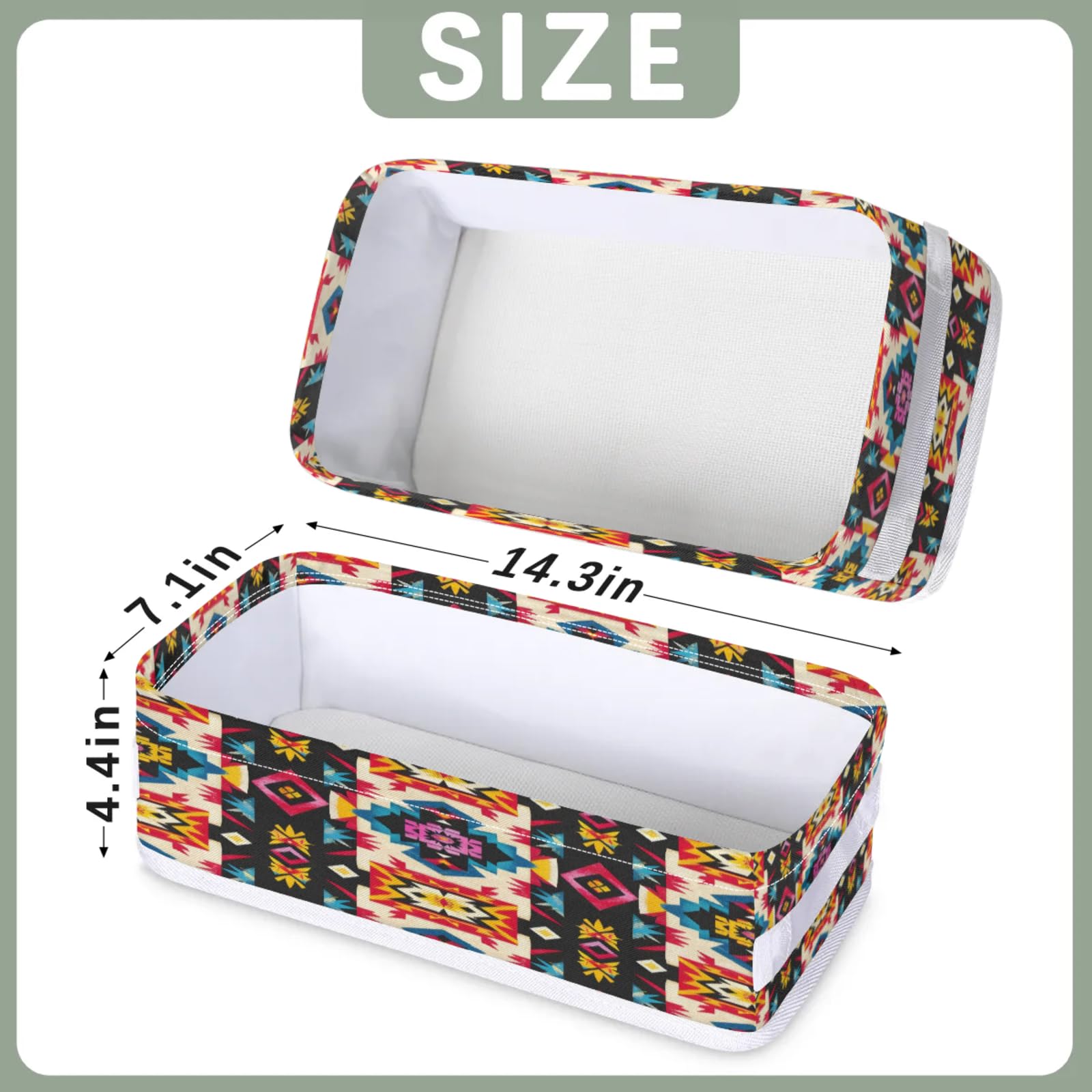 Tablerazzi Toilet Tank Topper Paper Basket with Handle, Aztec Bathroom Storage Basket for Organizing, Abstract Geometric Boho Small Fabric Storage Bins for Bathroom Decor