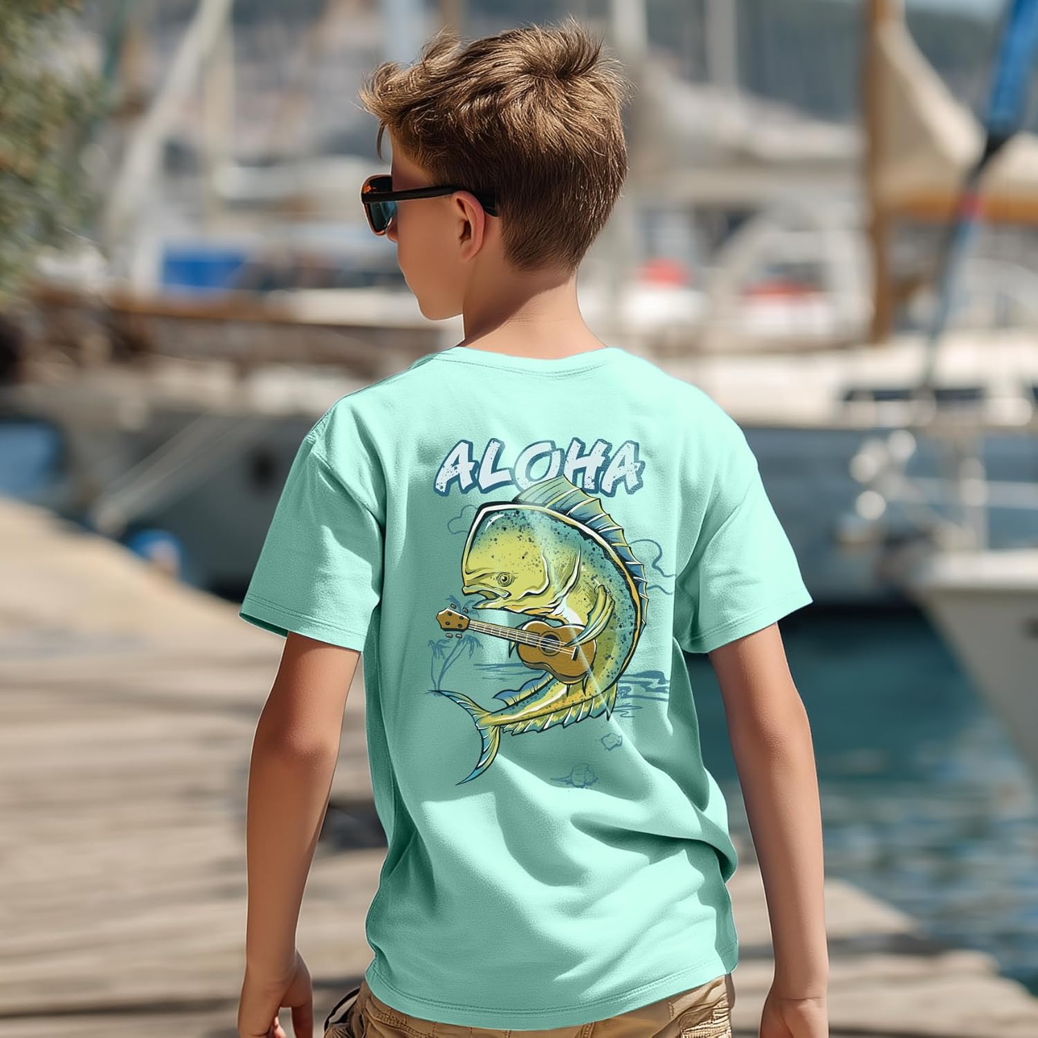 Palmyth Boys Fishing Shirt Short Sleeve UPF 50+ Youth T-Shirt Sun Protection Tee - Image 2
