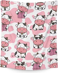 Cow Blanket Gifts - 30"x40" Cute Throw for Women, Girls - Pink Soft Fuzzy Blankets for Couch & Office