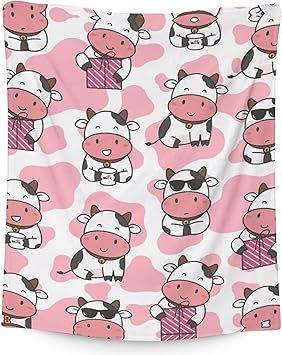 Cow Blanket Gifts - 30"x40" Cute Throw for Women, Girls - Pink Soft Fuzzy Blankets for Couch & Office