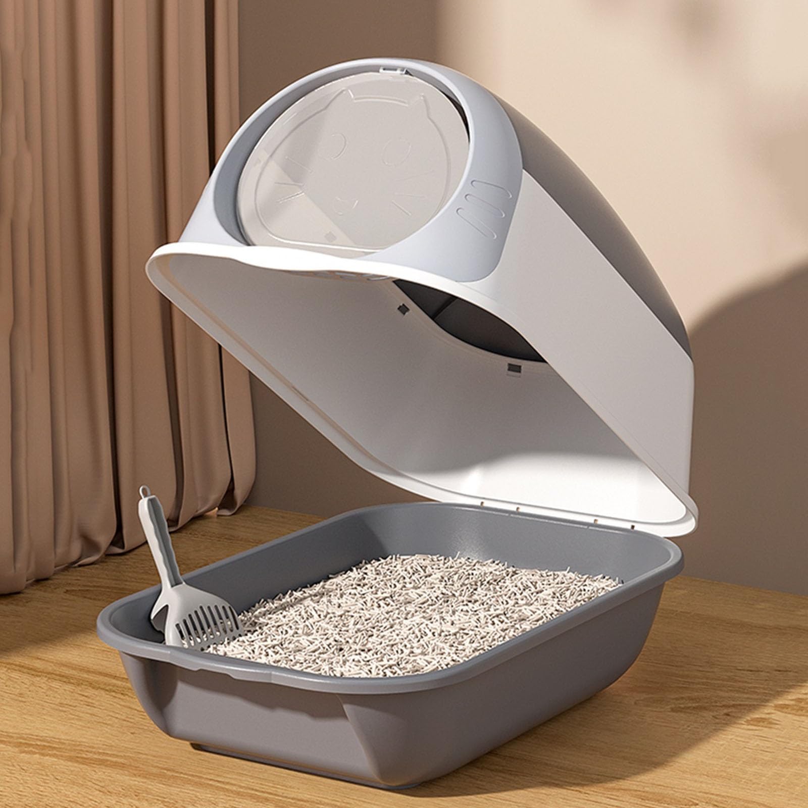 Lettiera per Gatti Lettiera for gatti con coperchio, grande lettiera for gatti con coperchio e paletta, lettiera for gatti chiusa, toilette portatile for animali domestici Toilette per Gatti(Blue)