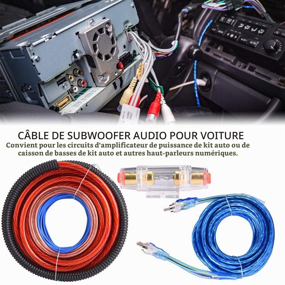 Aramox Cable Ampli Voiture 4 Guage 2800W Voiture o Subwoofer Amplificateur Haut-Parleur Installation Fil Câble Kit Fusible Costume Universel pour La plupart des Voitures