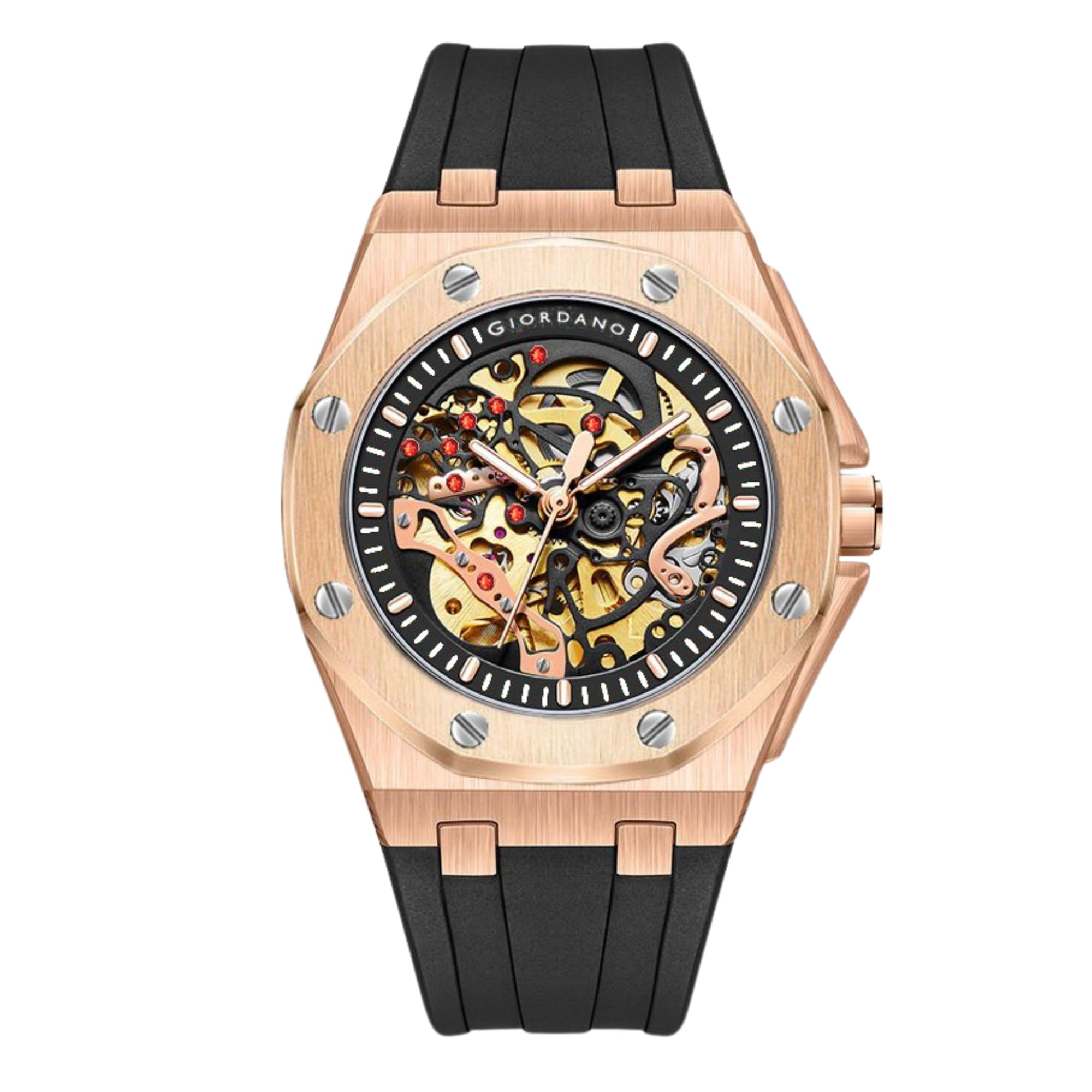 Automatic Watch for Men – Mechanical Skeleton Dial,Transparent Gear Display, Silicon Strap-image-10
