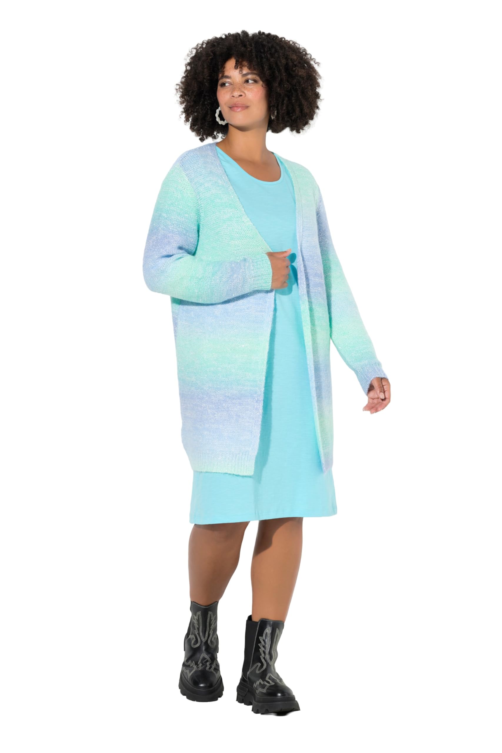 Angel of Style Damen große Größen Übergrößen Plus Size Strickjacke, Straight Fit, Farbverlauf, Pailletten 847307