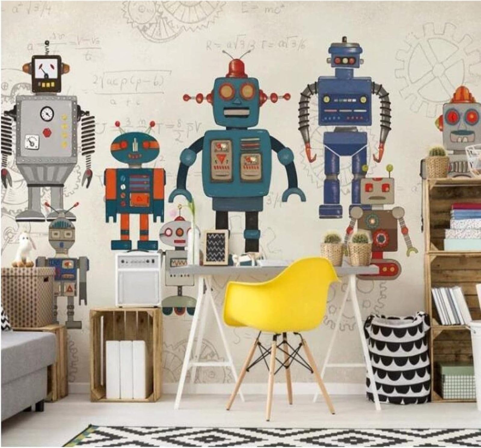Papier peint robot créatif XLMING pour habiller le mur de votre salon design retro