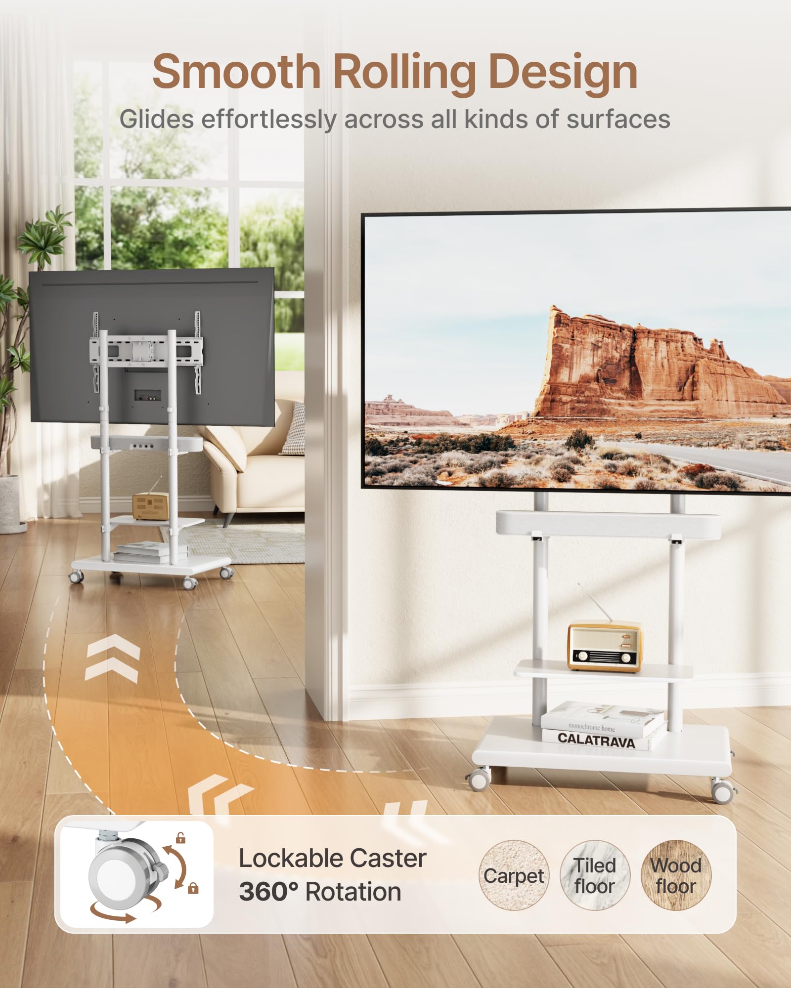 Amazon.co.jp: ECOTINY スチールベース キャスター付きテレビスタンド