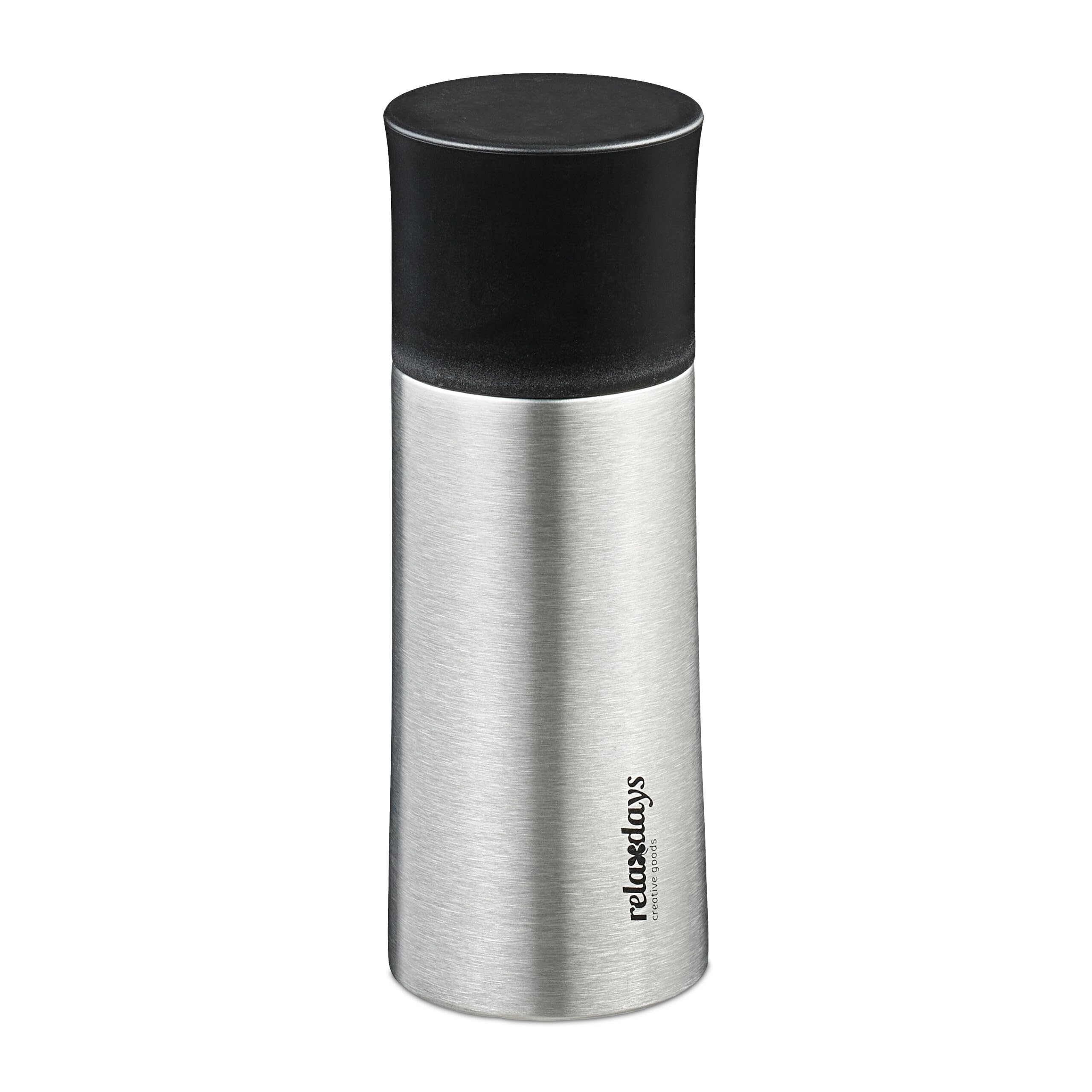 Relaxdays Termo para Café Acero Inoxidable, 300 ml, Botella Térmica Hermética, Bebidas Calientes y Frías, Plateado, 19,​5 x 7 cm