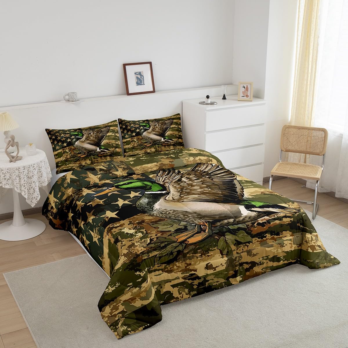 Bottomland Comforter Set Feelyou Hunting Duck Camo Bedding Set Toddler Size  For Boys Teens Kids Rustic Farmhouse Style Duvet Cover Hunter Wild Animal  Vintage Comforter Cover Home Decor Camo Bed Spread, image size:1200x1200
