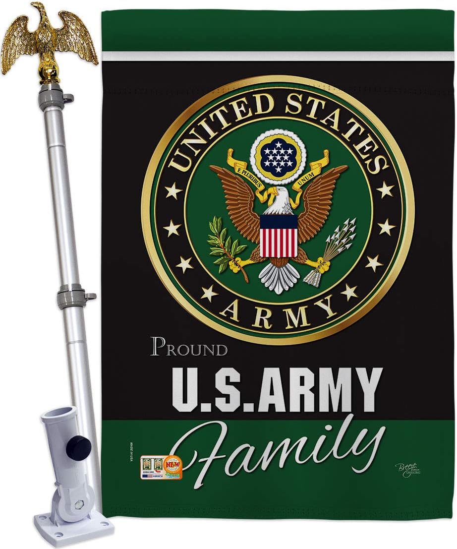 Army Proudly Family House Flag - Eagle Set Armed Forces Rangers United State American Military Veteran Retire Official - Decoration Banner Small Garden Yard Gift Double-Sided Made in USA 28 X 40