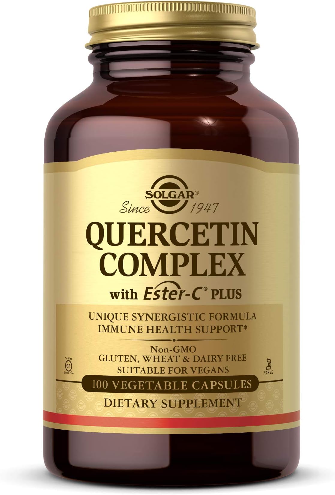 Quercetin Complex with Ester-C Plus, 100 Vegetable Capsules - Supports Immune Health, Antioxidant - Gentle on the Stomach Vitamin C - Non-GMO, Vegan, Gluten Free, Dairy Free - 50 Servings
