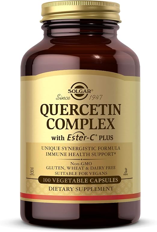 Solgar Quercetin Complex with EsterC Plus Vegetable Capsules Supports Immune Health Antioxidant Gentle on the Stomach Vitamin C NonGMO Vegan Gluten Free Dairy Free 50 Servings, Standard Packaging, 100 Count