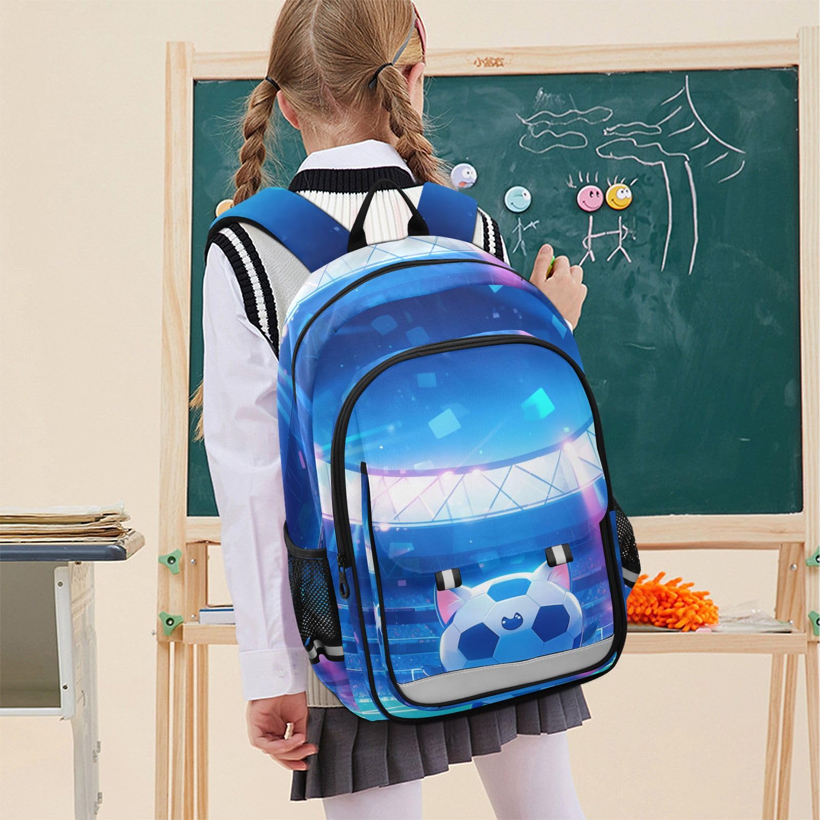 Palloni Da Calcio Luci Blu Zaino Scolastico per Studenti,Zainetti per Bambini e Ragazzi,Ideali per La Scuola Viaggi