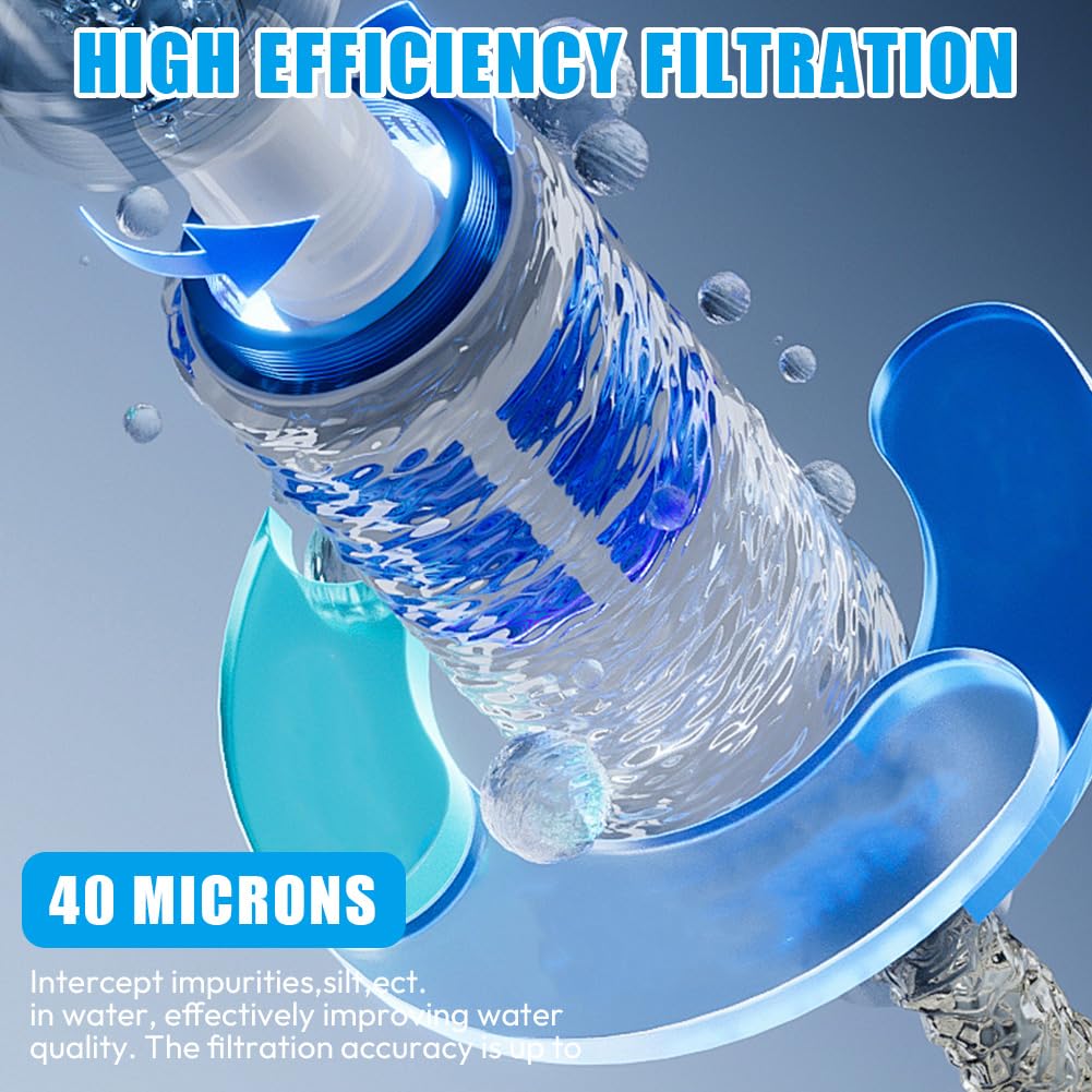 Filtre à Eau à Sédiments Spin Down, Pré-Filtre Fin Rinçable de 1 Pouce, Filtre Eau Réutilisable avec Adaptateur 3/4", pour Tuyau d'Eau De Puits | Préfiltre à sédiments réutilisable avec adaptateur 3/4", filtre à eau Spin Down
