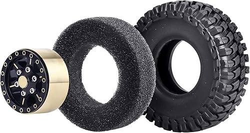Miniatura 27 de HobbyPark Ruedas y neumáticos Beadlock de latón 1.0 para Traxxas TRX4M Piezas de actualización Axial SCX24 1/24 RC Crawler Reemplazo (paquete de 4)