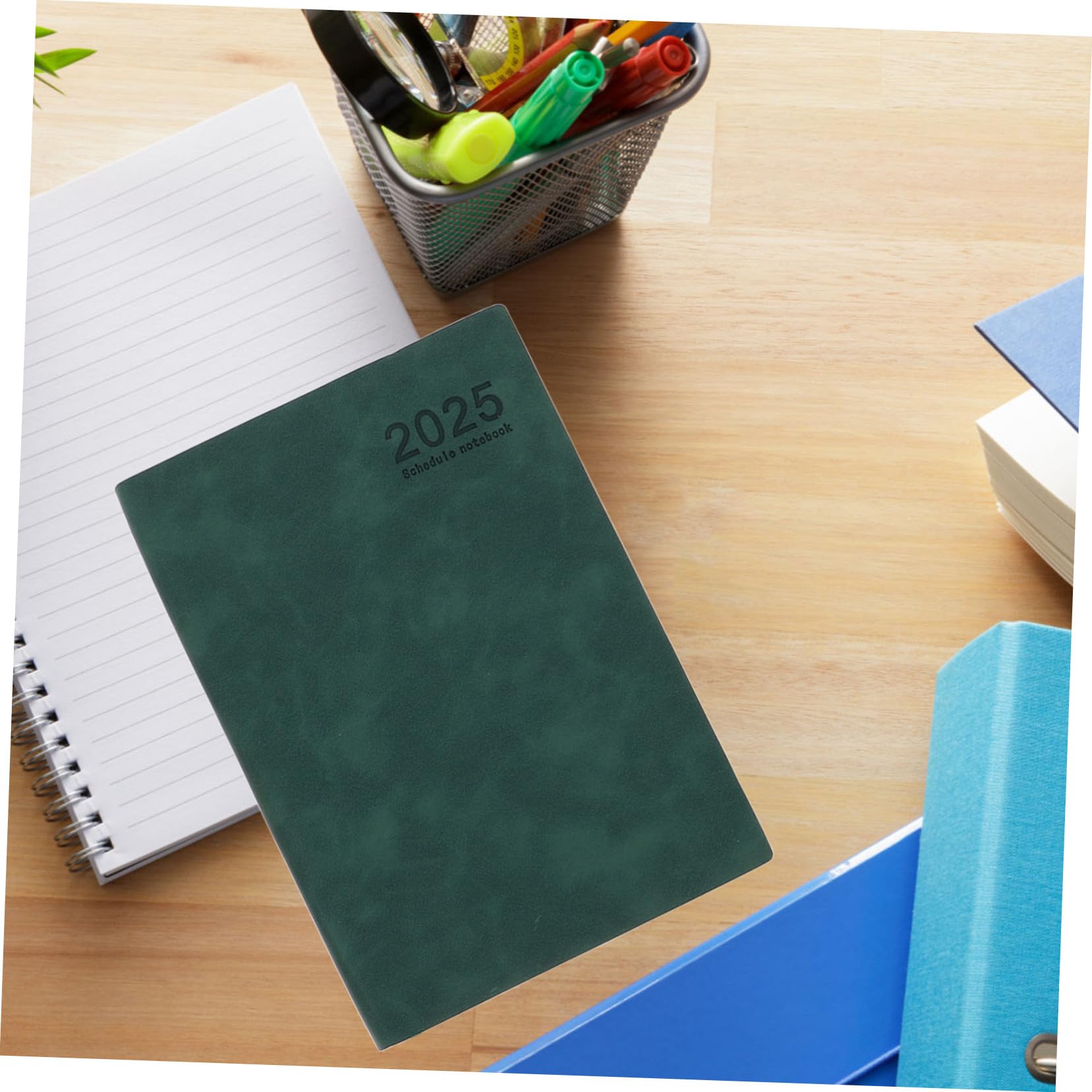 Agenda Diaria 3 Piezas Pu Papel para Gestión Estudio | Cuaderno Planificador 2025 con Calendario Anual, Agenda Fechada de Enero a Diciembre, Decoracion Colegio