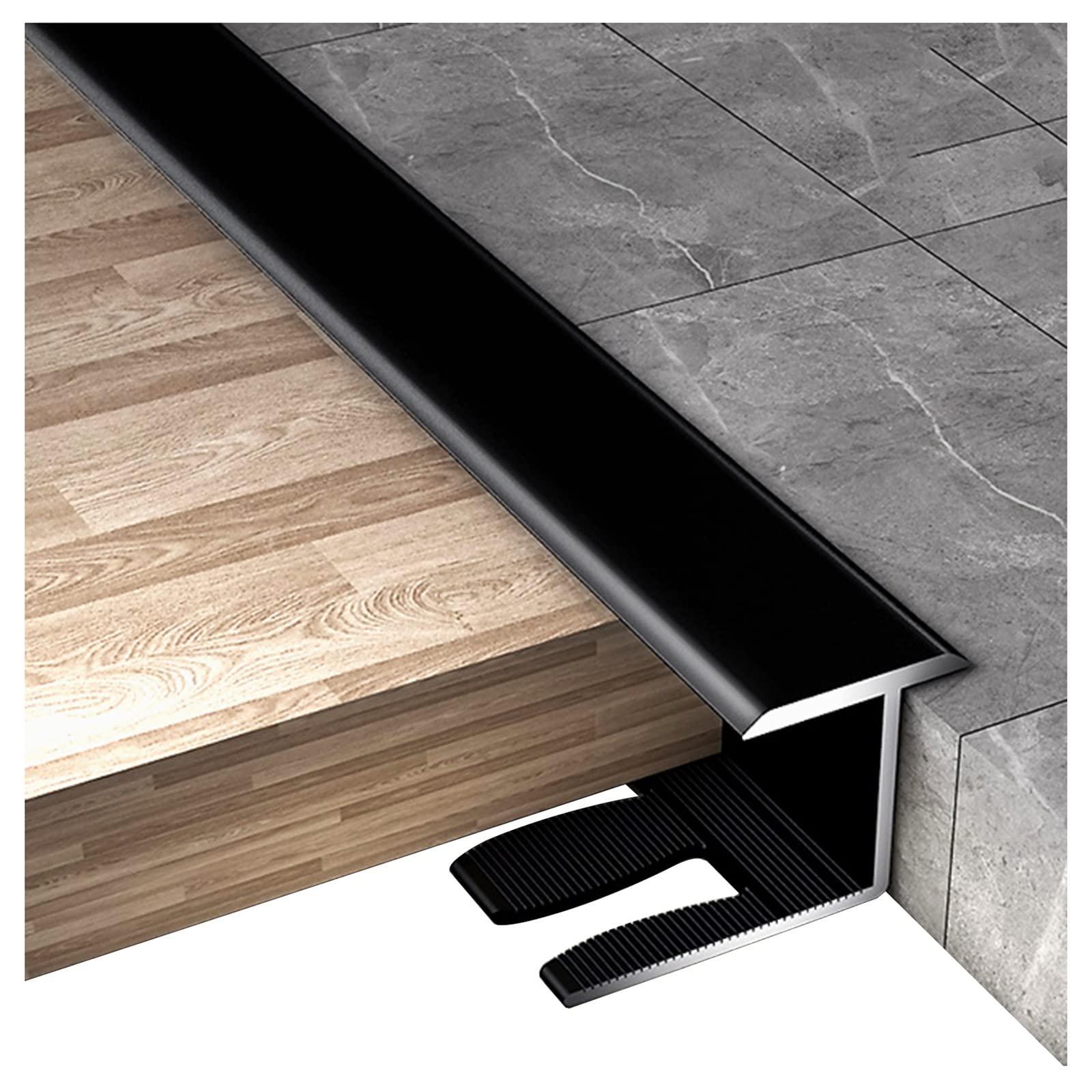 Remys Black 1.5Cm Wide Doorways Lightweight Gap Connecting Strips,Carpet Floor Transition Strip, Aluminum Door Bar, For 0.5-0.6 Thickness Floor(,130Cm/51.2In)