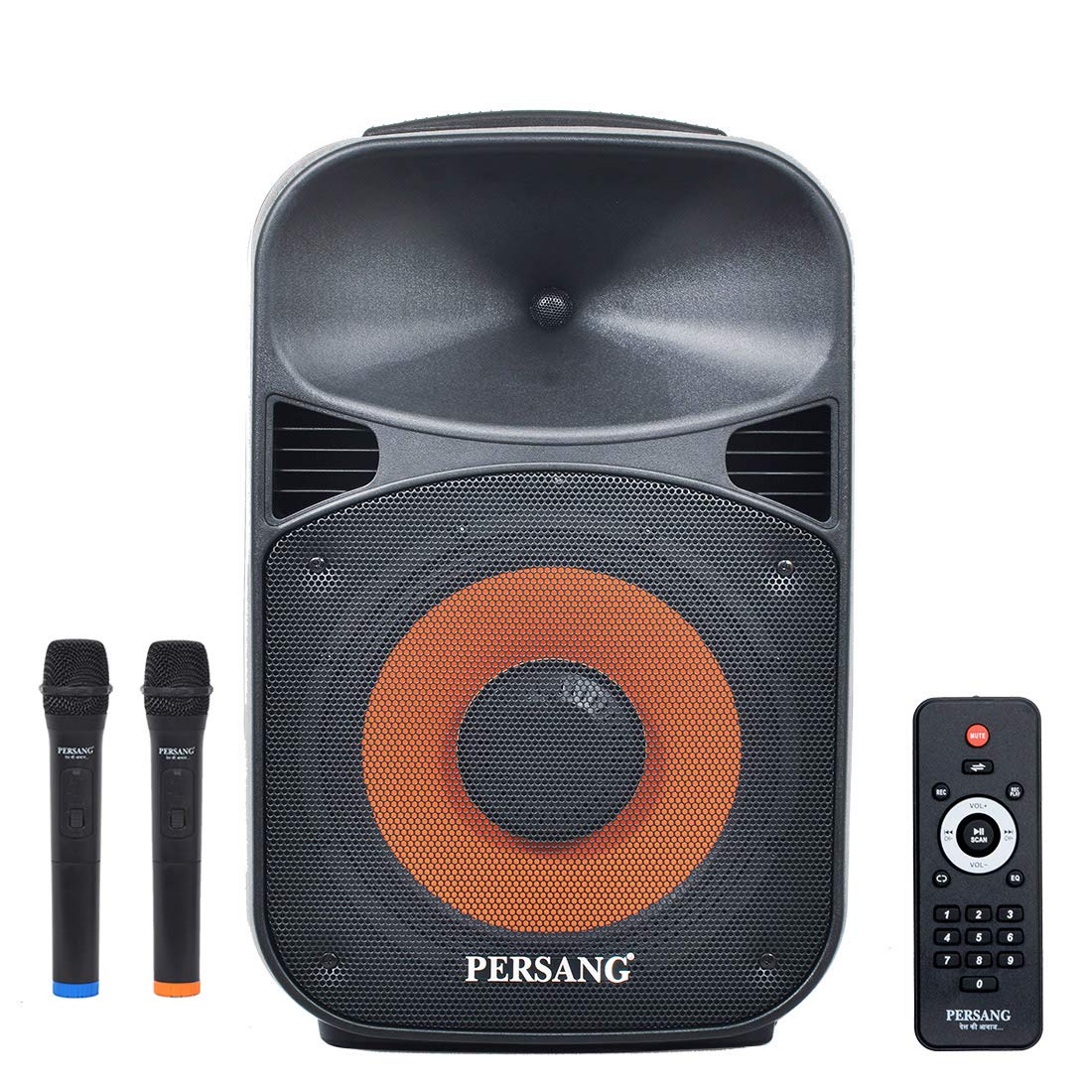 Persang Karaoke Portable Bluetooth Trolley Speaker with 2x UHF Wireless Mic | 50 Watts RMS | 5 Hrs Playtime Supports Voice and Music Recording | 30.48 CM Woofers with Remote Controls | In-built FM, USB/TF Input, AUX Connectivity | EQ Modes with RGB L (B08ZHJHGJR) Amazon Price History, Amazon Price Tracker
