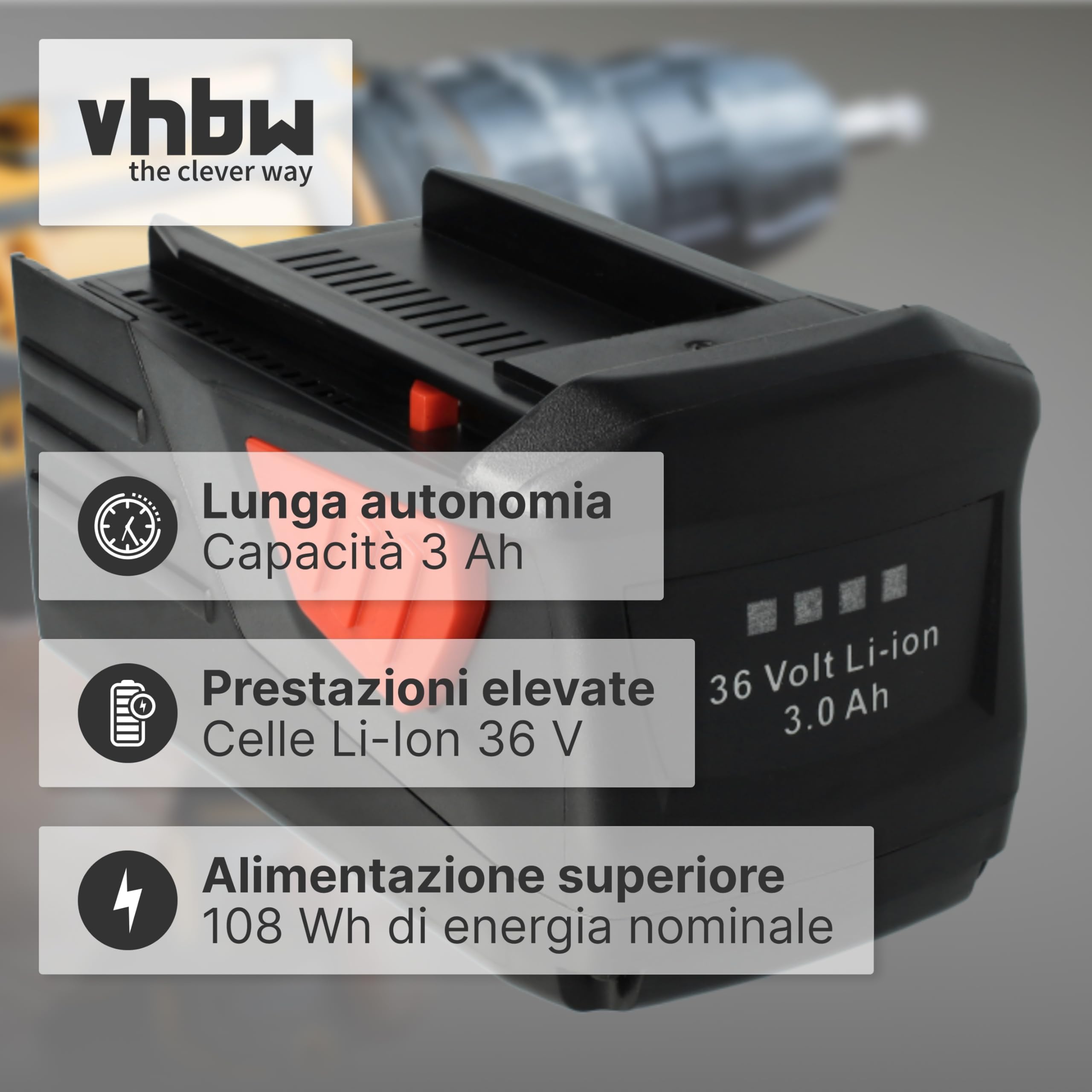 vhbw 2x batteria compatibile con Hilti TE6-A36, TE 6-A36 AVR, TE 500-A36, CPC 36V utensile (3000 mAh, Li-Ion, 36 V)