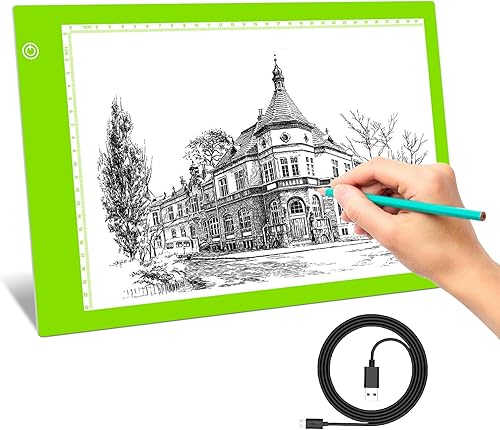 Caja de luz LED portátil ultrafina A4 Trazador Cable de alimentación USB Brillo regulable LED Artcraft Rastreo Luz Pad para artista (verde)