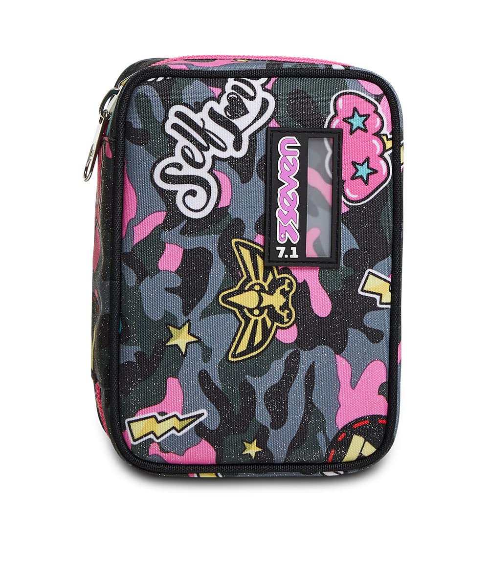 Astuccio Scuola Seven Speed Pad - Camoulove Girl Ragazza - Completo di Matite, Pennarelli - Grigio, Rosa