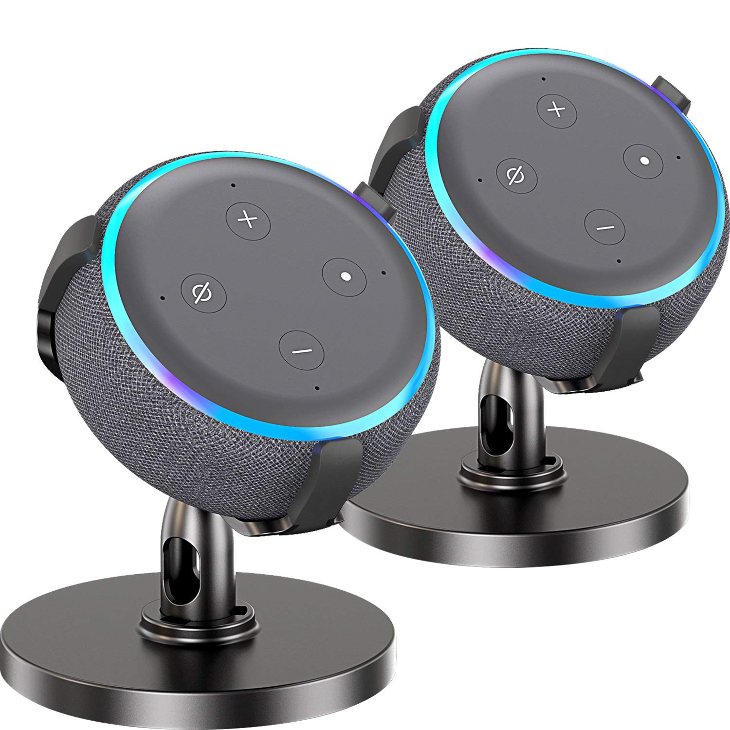 Fiada Table Holder for Dot 3rd Generation, 360°Adjustable Stand Mount Bracket Cradle with Rubber Protection for Smart Home Speaker, Improves Sound Visibility and Appearance, 2 Packs