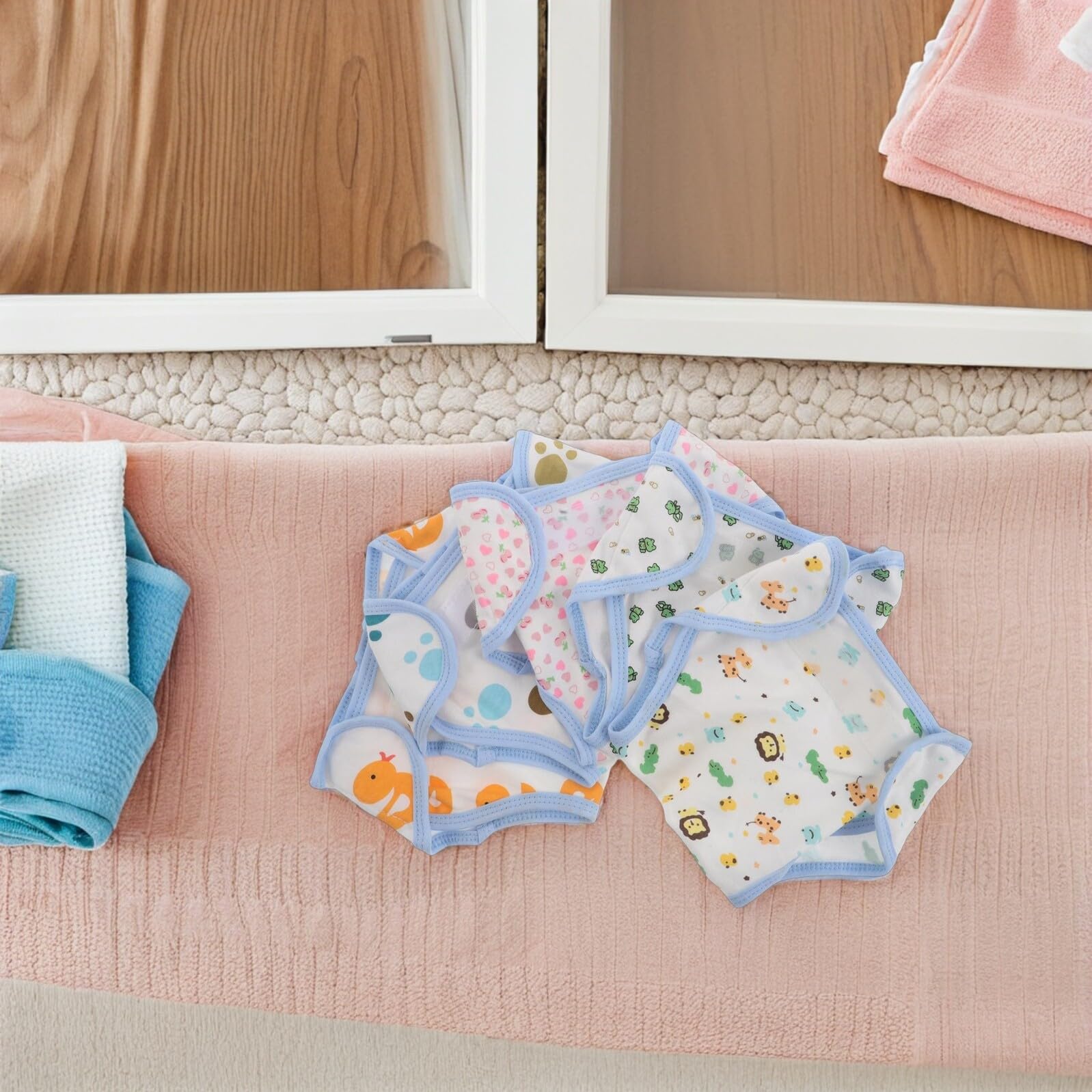 Pañales Reutilizables de Algodón para Ñiño 5 Piezas Pañales Lavables de Tela Estampados Infantiles Talla Única Ajustable Suaves y Transpirables para Recién Nacidos y Pequeños