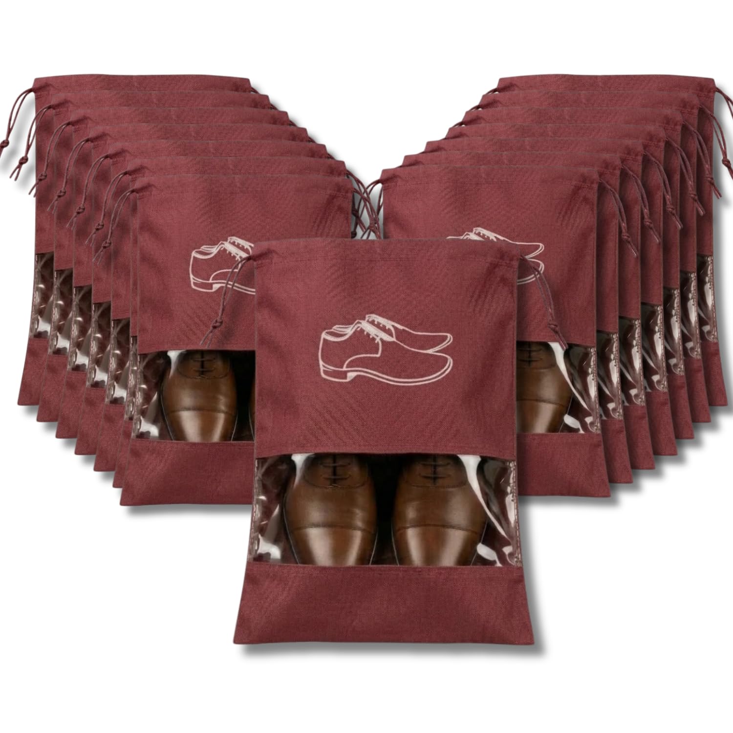 Shoe Bag for Travel Bag for Man and Women Pack of 15, Gym Shoe Bag, Reusable Travelling Accessories, Waterproof Shoe Pouches for Travel, Maroon-image-13