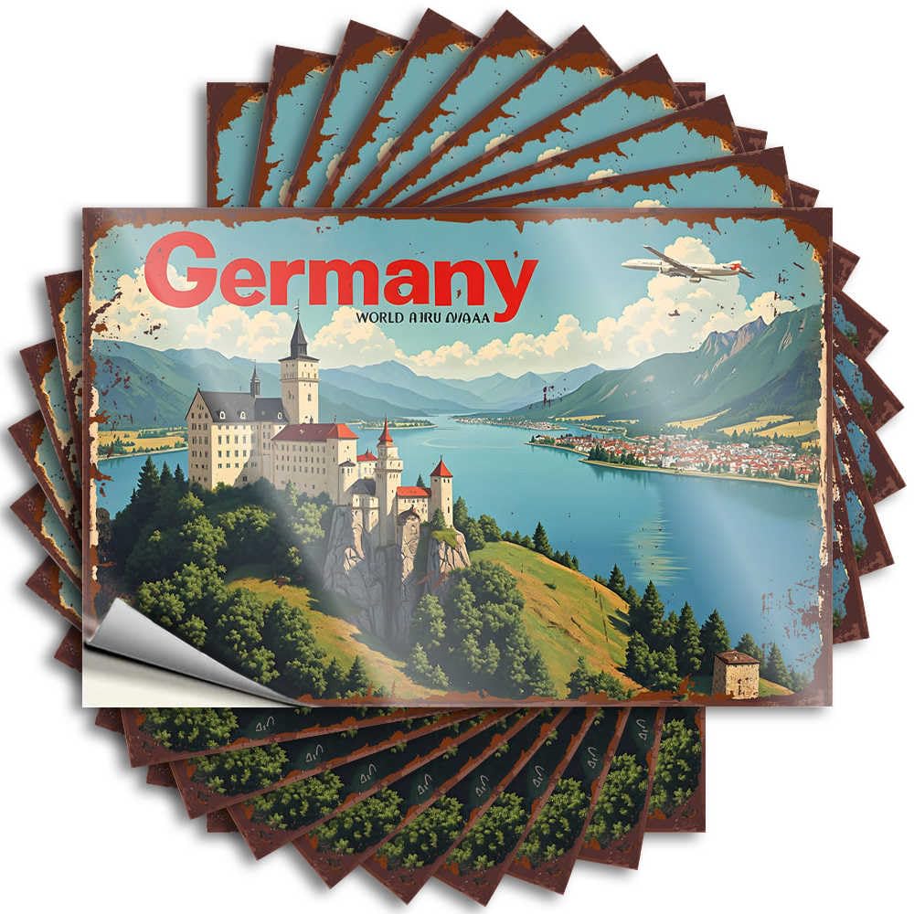 Funny Sticker Optical Illusion Indie Decor Helmet Germany: A Journey Through Timeless Landscapes and Rich History - No Residue Decals for Beer(6X9CM)