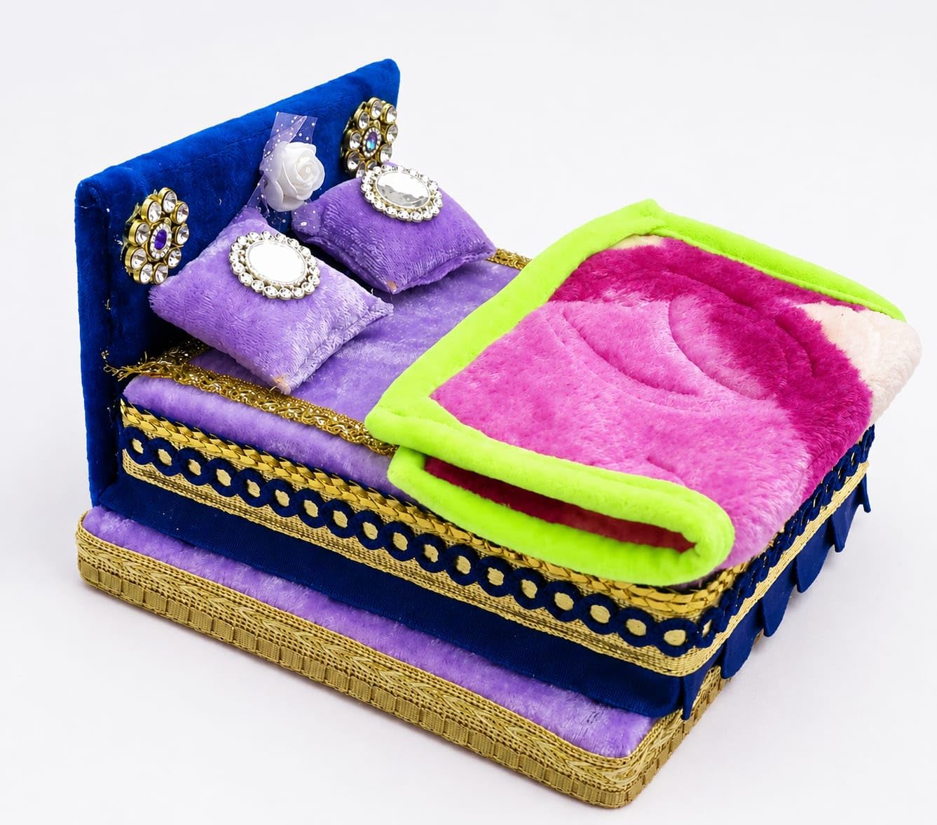 Shri Laddu Gopal Traditional Cradle Bed | Kanha Ji Jhula Palna | Beautiful Krishna Swing for Temple Decoration-picture-22